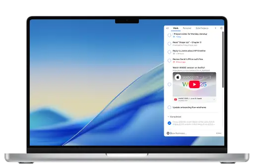 Keyboard shortcuts for navigating Side Reminder